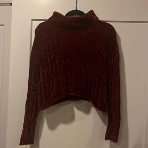 Urban Heritage Red Chenille Cropped Roll-Neck Sweater (from Charlotte Russe)